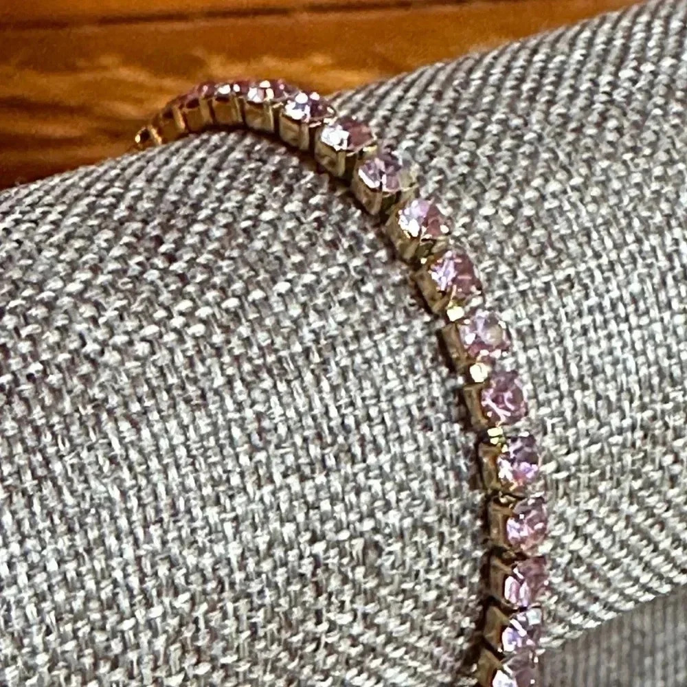 Lavender Alexandrite CZ 18K Gold Stainless Steel Tennis Bracelet June Birthstone - Picture 3 of 7